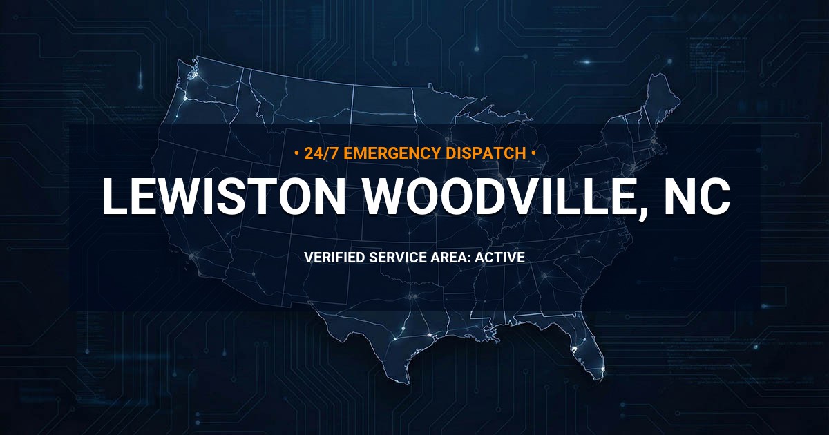 Emergency Plumbing Dispatch Map for Plumbing Services: Lewiston Woodville, NC
