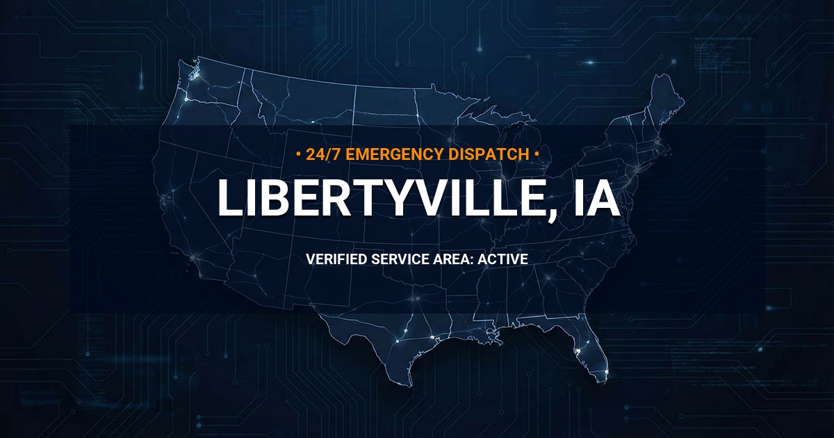 Emergency Plumbing Dispatch Map for Plumbing Services: Libertyville, IA
