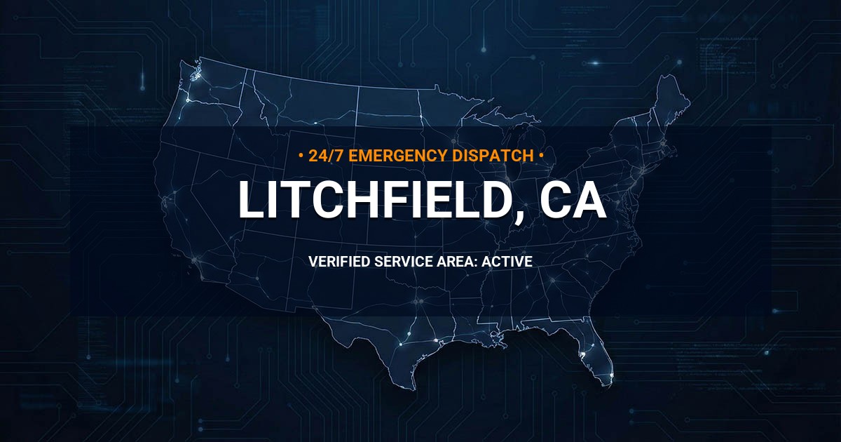 Emergency Plumbing Dispatch Map for Plumbing Services: Litchfield, CA