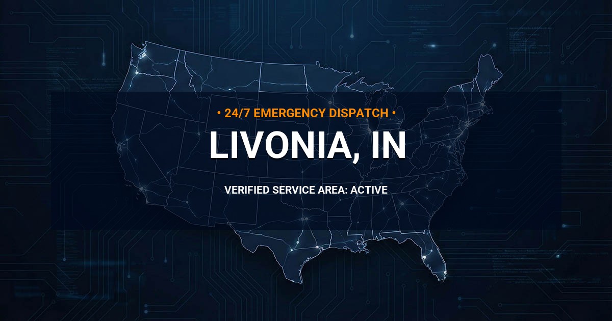Emergency Plumbing Dispatch Map for Plumbing Services: Livonia, IN