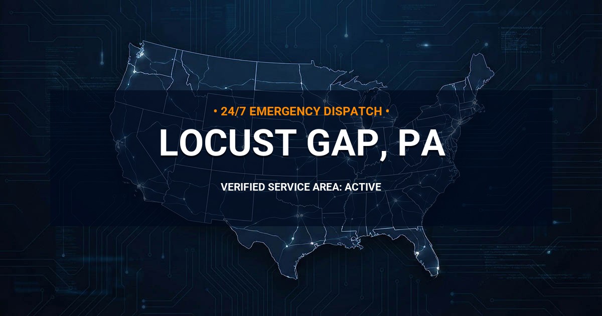 Emergency Plumbing Dispatch Map for Plumbing Services: Locust Gap, PA
