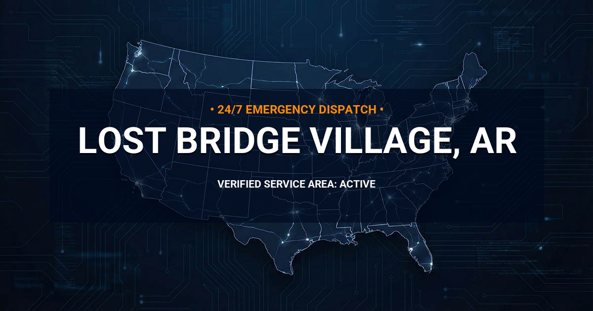 Emergency Plumbing Dispatch Map for Plumbing Services: Lost Bridge Village, AR