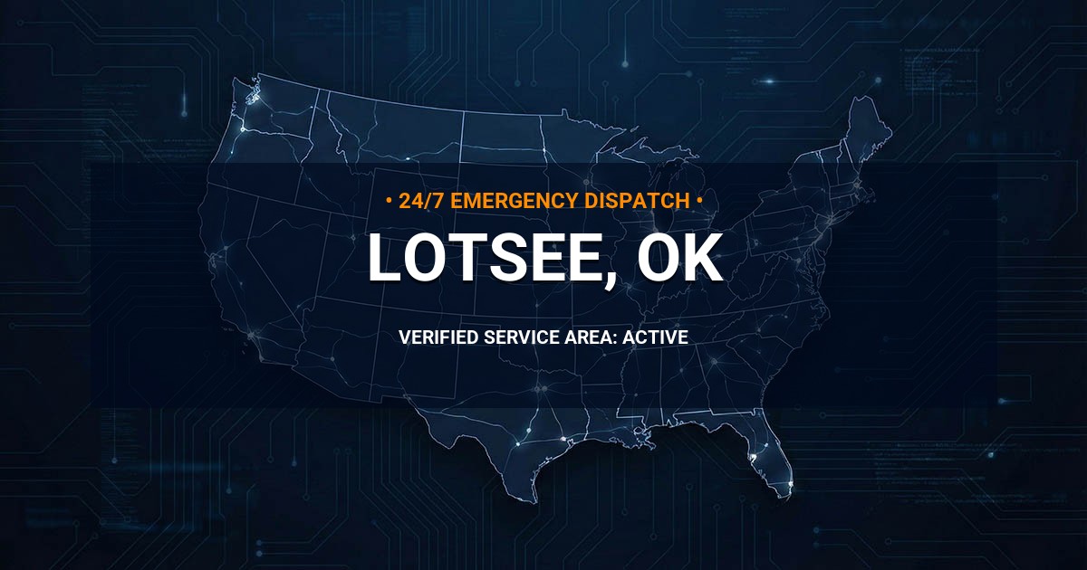 Emergency Plumbing Dispatch Map for Plumbing Services: Lotsee, OK