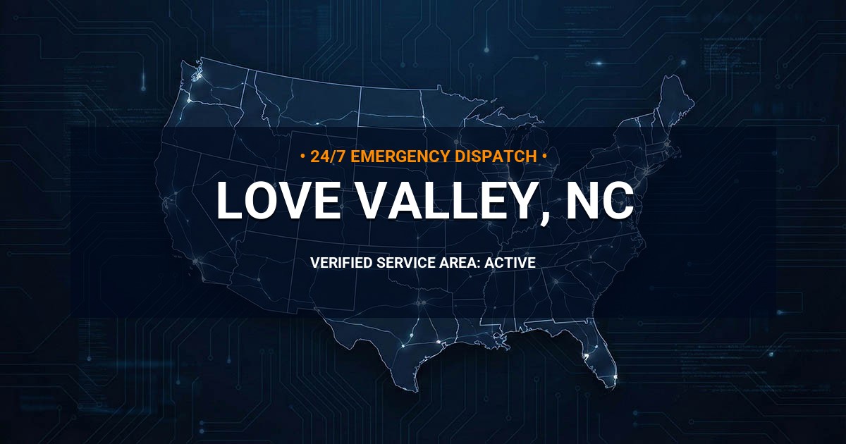 Emergency Plumbing Dispatch Map for Plumbing Services: Love Valley, NC