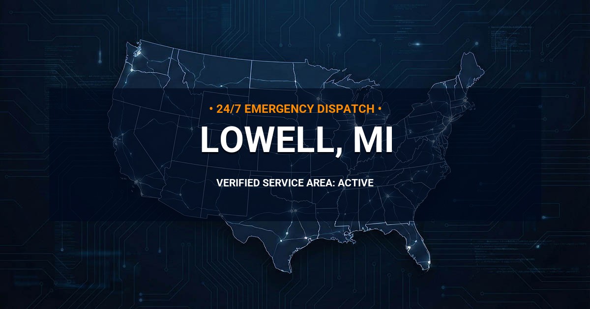 Emergency Plumbing Dispatch Map for Plumbing Services: Lowell, MI