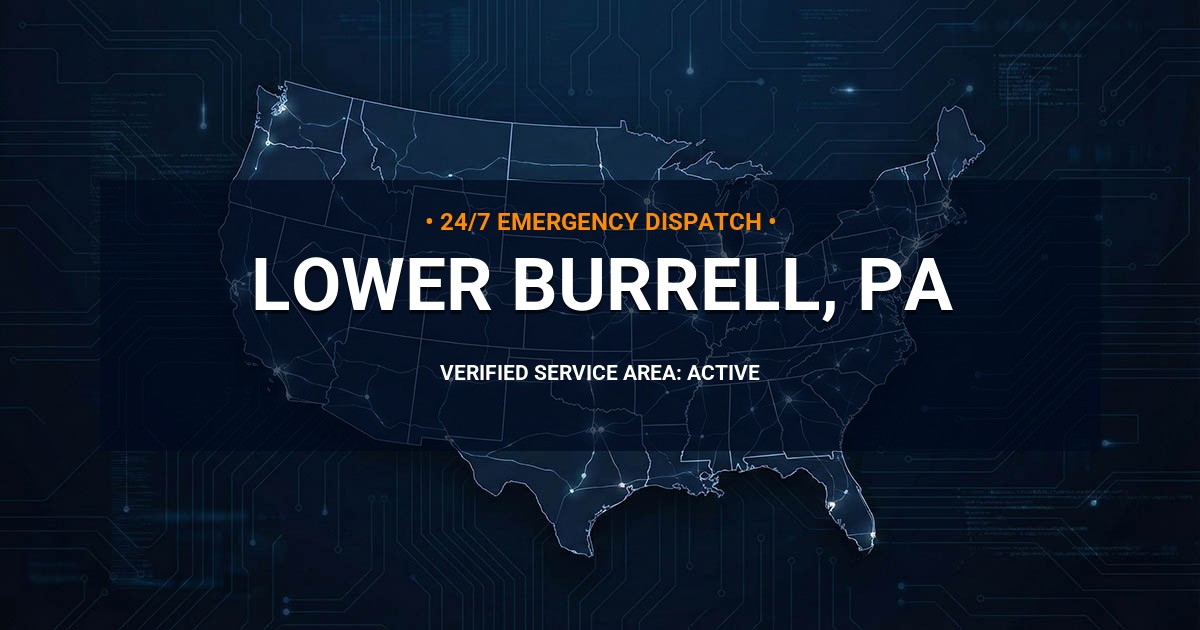 Emergency Plumbing Dispatch Map for Plumbing Services: Lower Burrell, PA