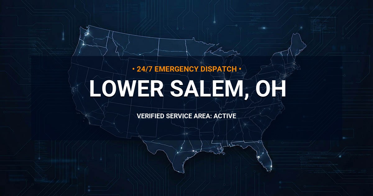 Emergency Plumbing Dispatch Map for Plumbing Services: Lower Salem, OH