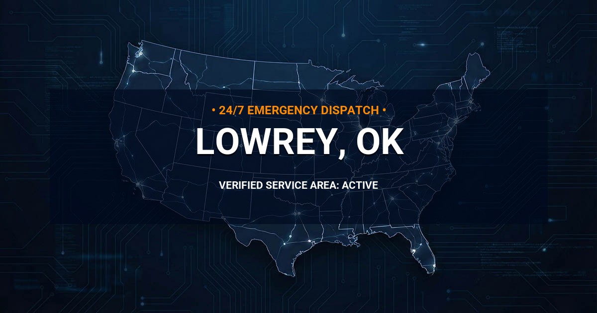 Emergency Plumbing Dispatch Map for Plumbing Services: Lowrey, OK