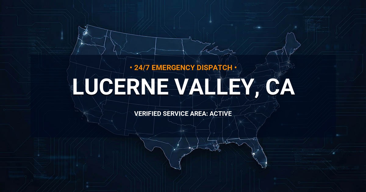 Emergency Plumbing Dispatch Map for Plumbing Services: Lucerne Valley, CA