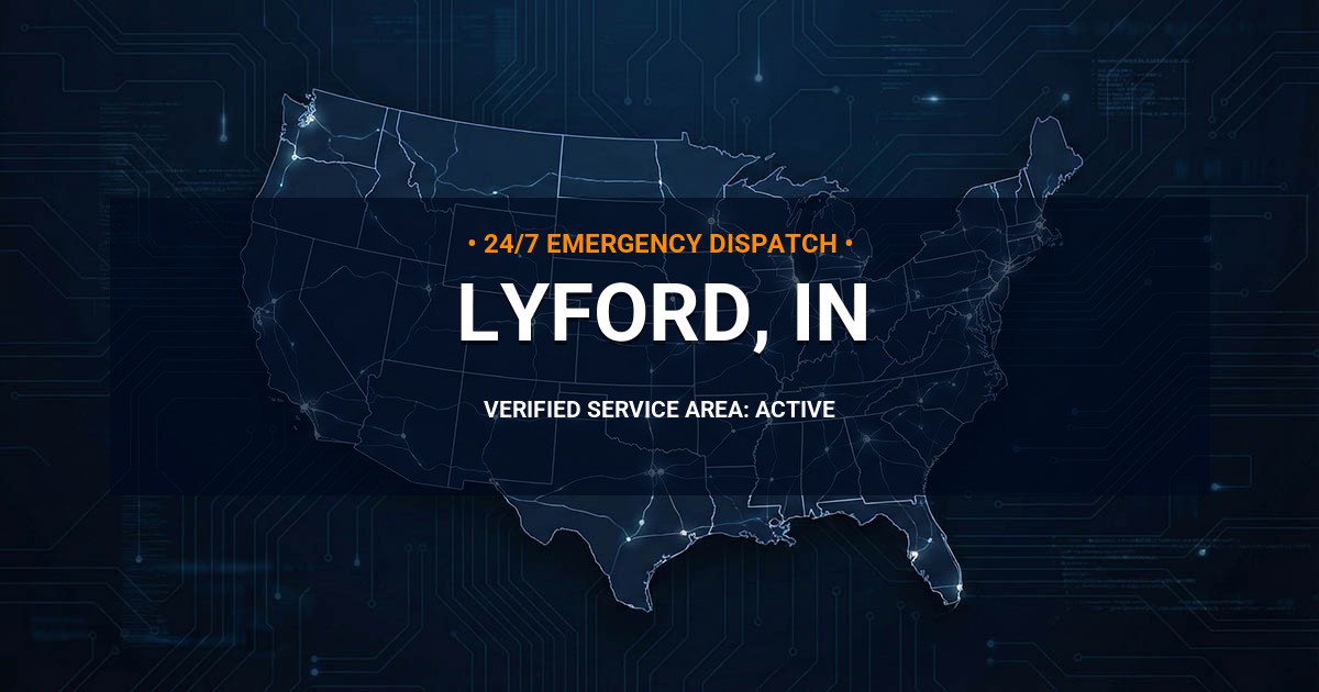 Emergency Plumbing Dispatch Map for Plumbing Services: Lyford, IN