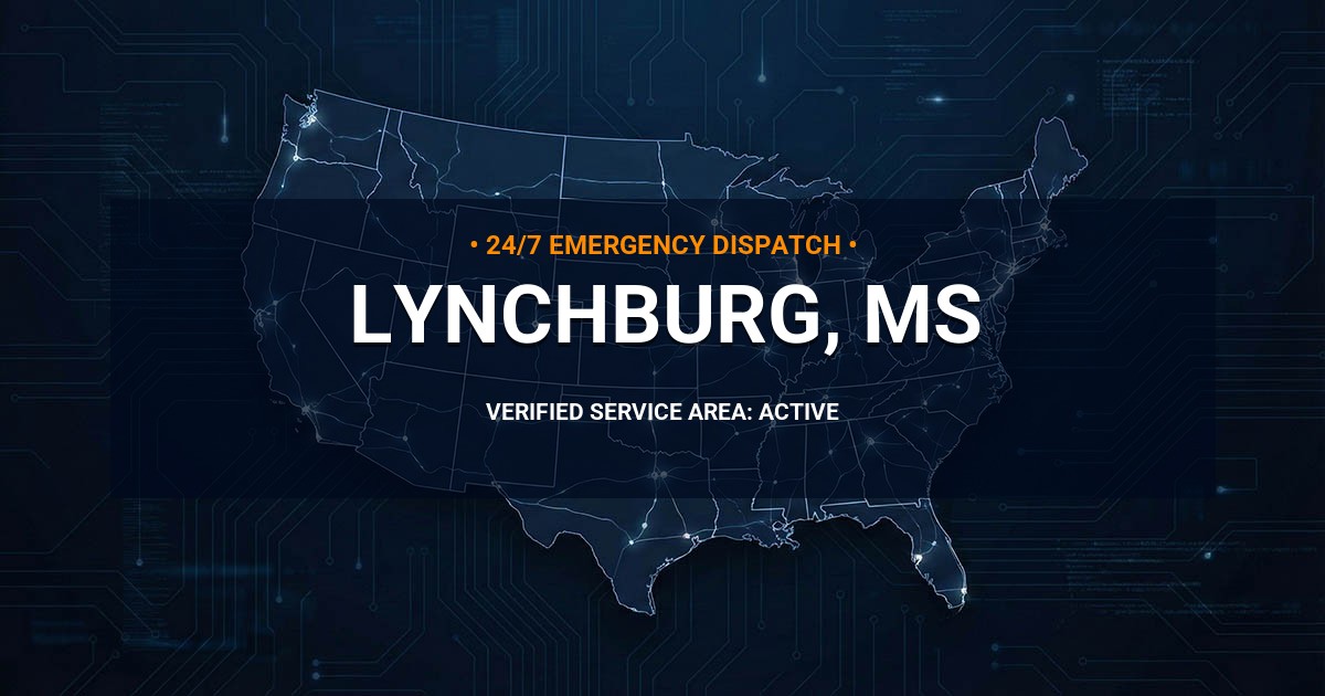 Emergency Plumbing Dispatch Map for Plumbing Services: Lynchburg, MS
