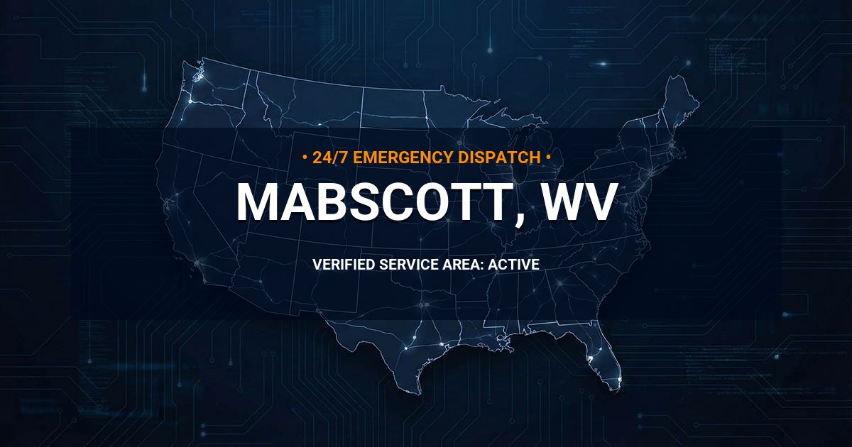 Emergency Plumbing Dispatch Map for Plumbing Services: Mabscott, WV