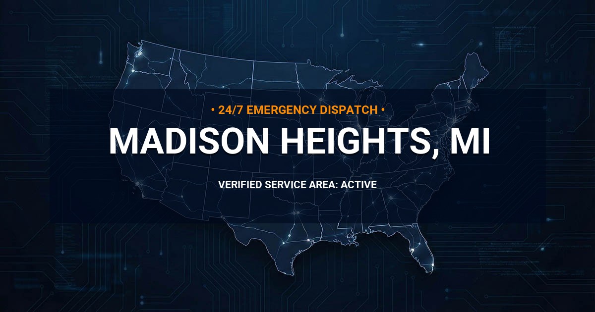 Emergency Plumbing Dispatch Map for Plumbing Services: Madison Heights, MI