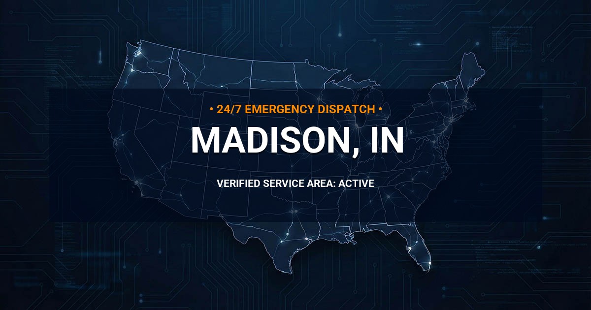 Emergency Plumbing Dispatch Map for Plumbing Services: Madison, IN