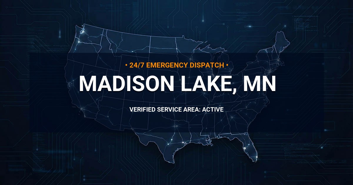 Emergency Plumbing Dispatch Map for Plumbing Services: Madison Lake, MN