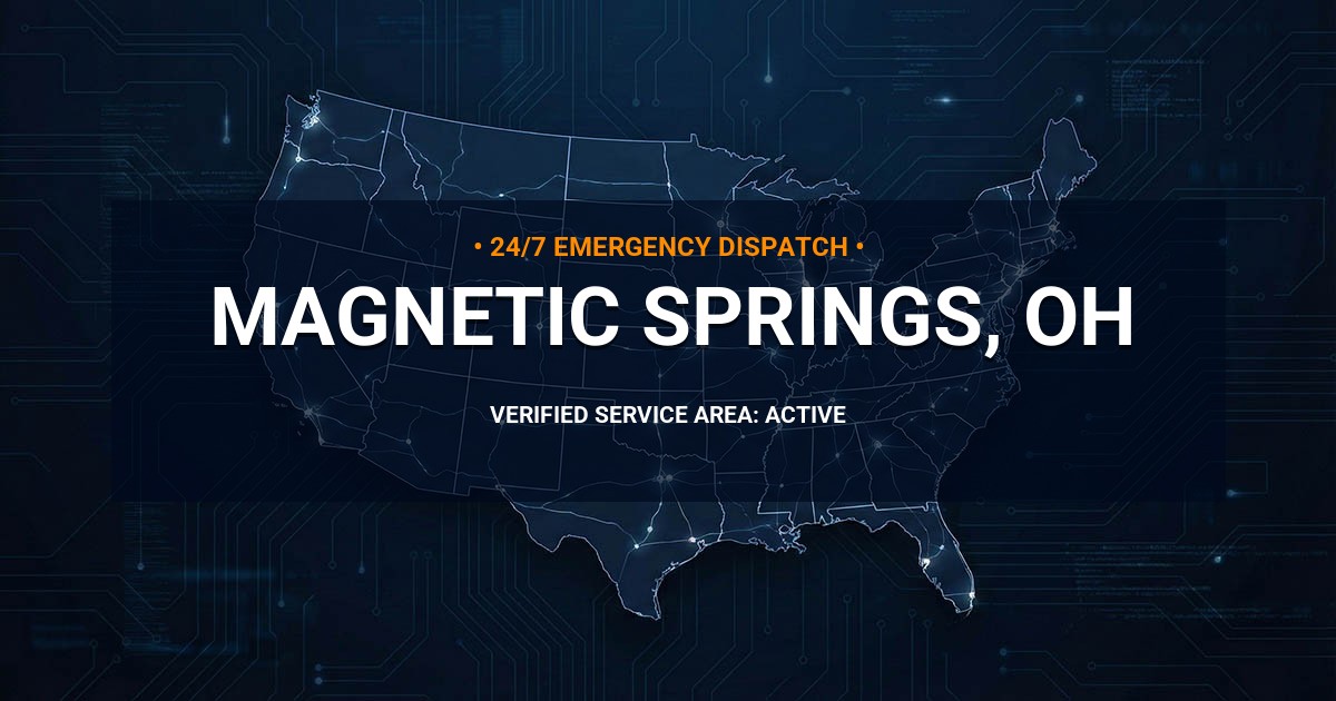 Emergency Plumbing Dispatch Map for Plumbing Services: Magnetic Springs, OH
