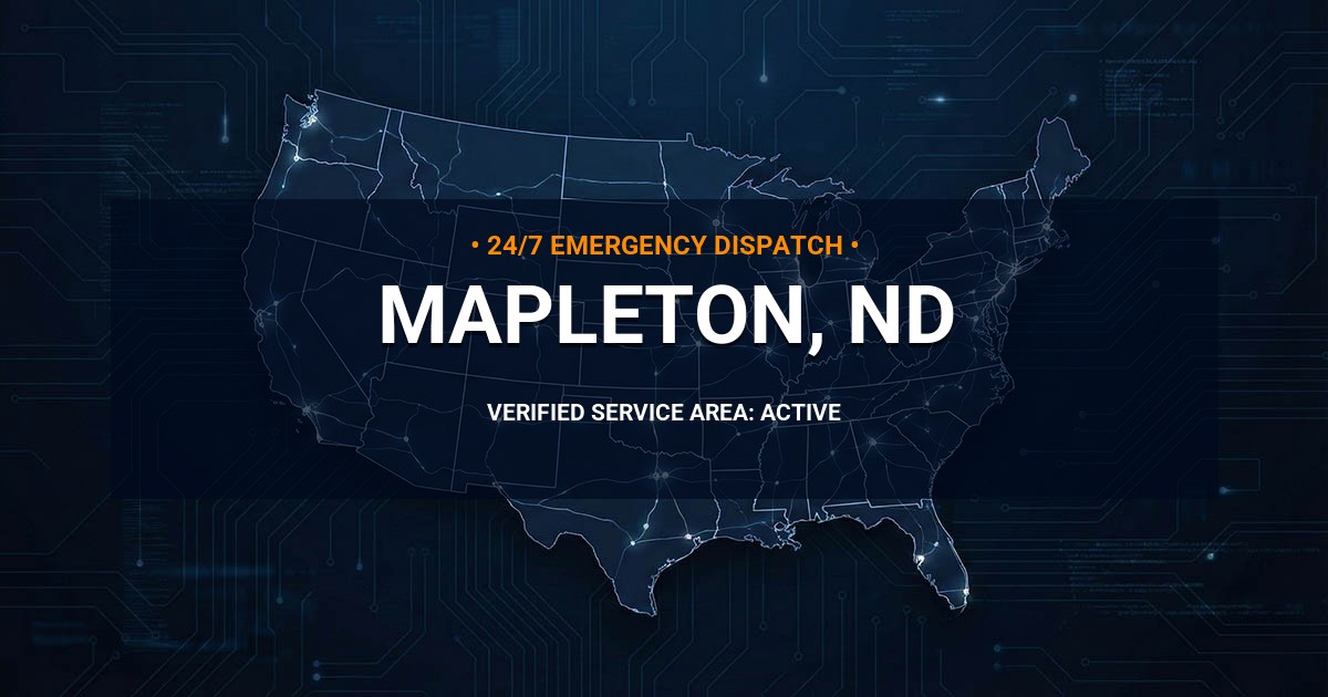 Emergency Plumbing Dispatch Map for Plumbing Services: Mapleton, ND