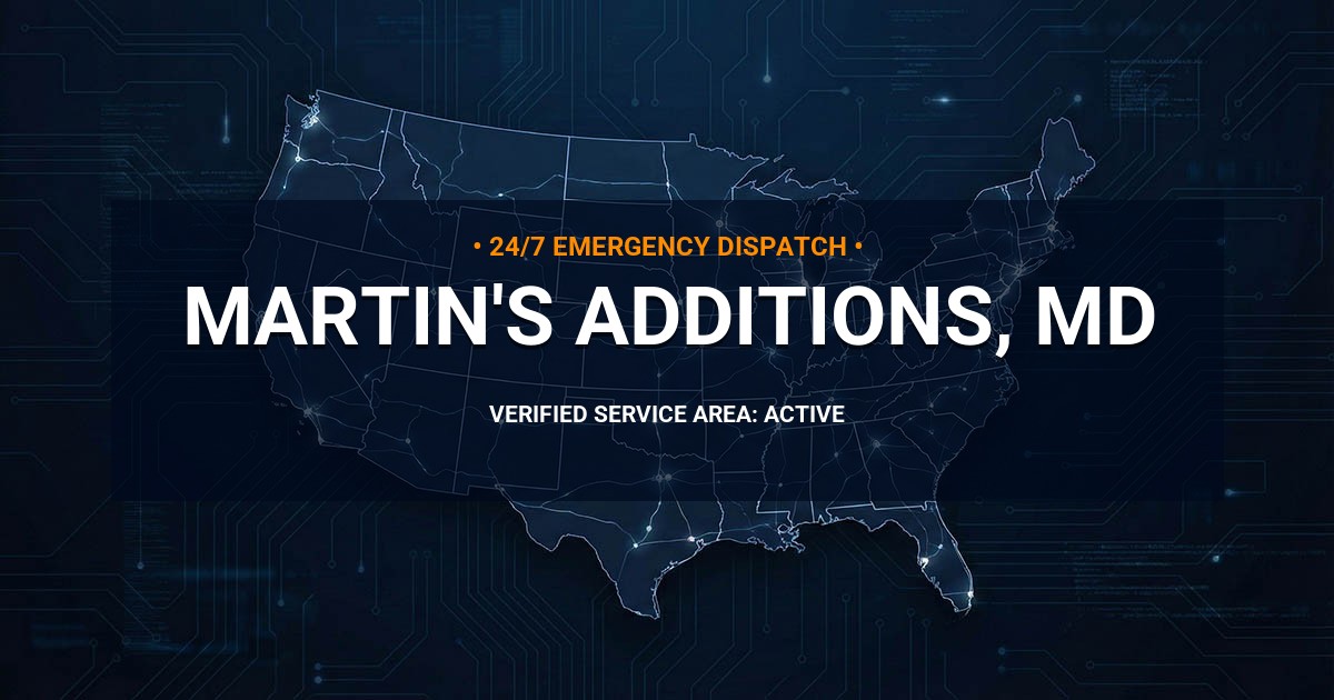 Emergency Plumbing Dispatch Map for Plumbing Services: Martin's Additions, MD