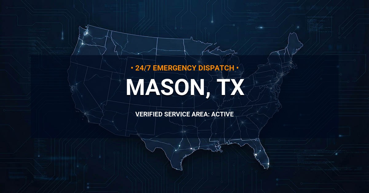 Emergency Plumbing Dispatch Map for Plumbing Services: Mason, TX