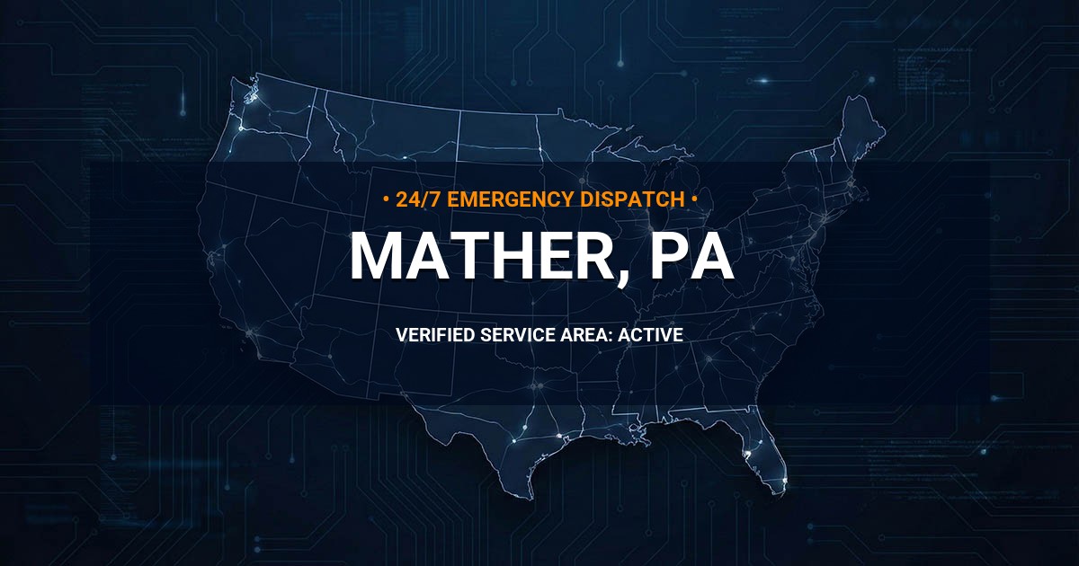 Emergency Plumbing Dispatch Map for Plumbing Services: Mather, PA