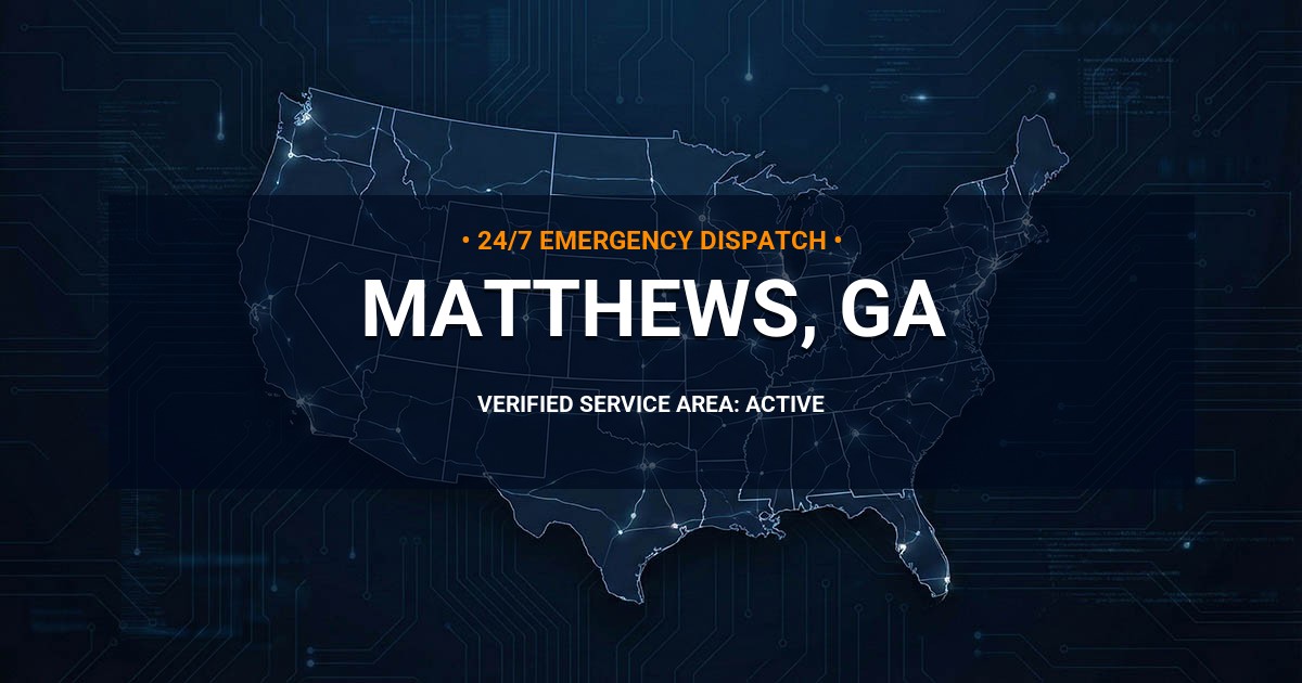 Emergency Plumbing Dispatch Map for Plumbing Services: Matthews, GA