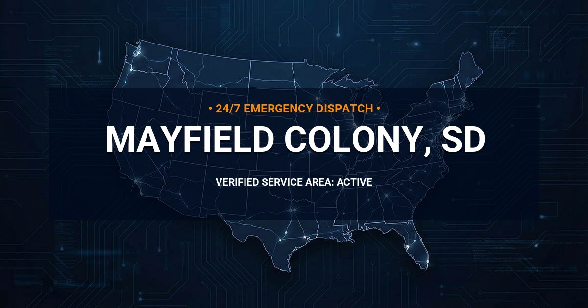 Emergency Plumbing Dispatch Map for Plumbing Services: Mayfield Colony, SD