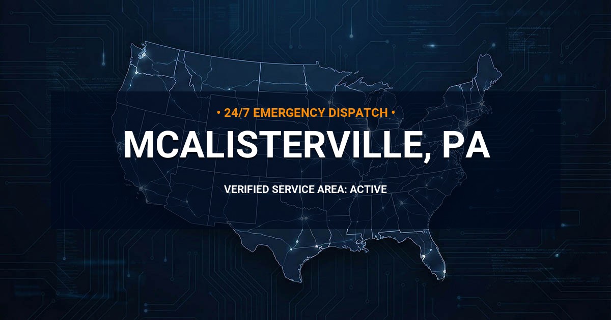 Emergency Plumbing Dispatch Map for Plumbing Services: McAlisterville, PA