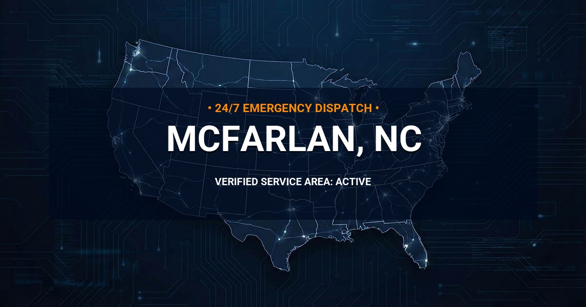 Emergency Plumbing Dispatch Map for Plumbing Services: McFarlan, NC