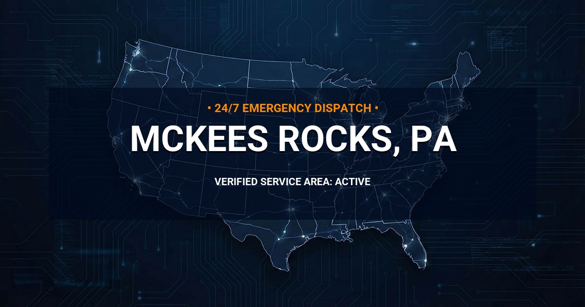 Emergency Plumbing Dispatch Map for Plumbing Services: McKees Rocks, PA
