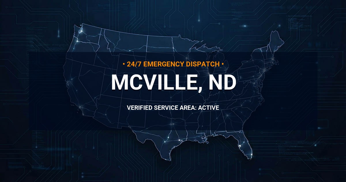 Emergency Plumbing Dispatch Map for Plumbing Services: McVille, ND