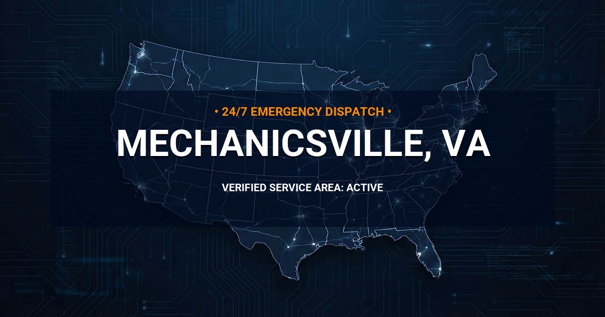 Emergency Plumbing Dispatch Map for Plumbing Services: Mechanicsville, VA