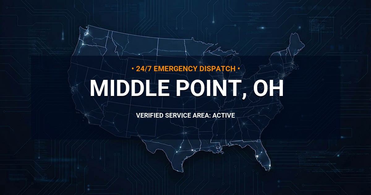 Emergency Plumbing Dispatch Map for Plumbing Services: Middle Point, OH
