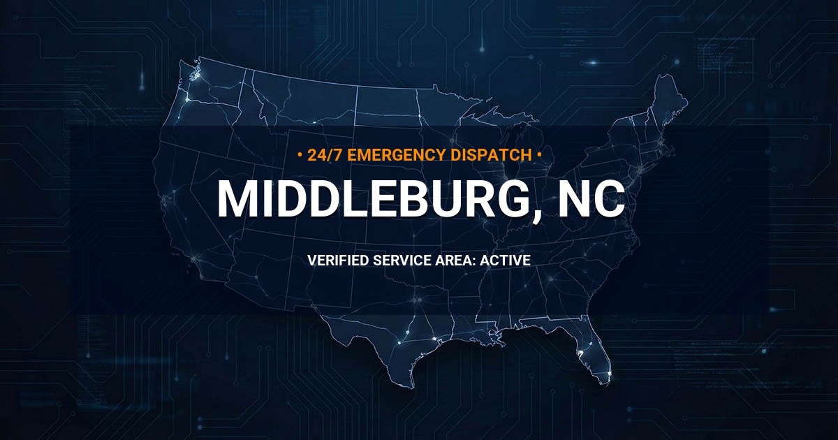 Emergency Plumbing Dispatch Map for Plumbing Services: Middleburg, NC