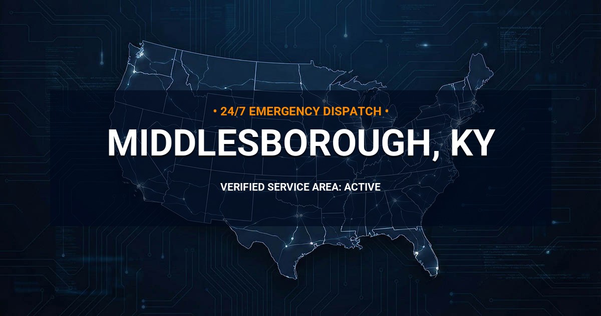Emergency Plumbing Dispatch Map for Plumbing Services: Middlesborough, KY
