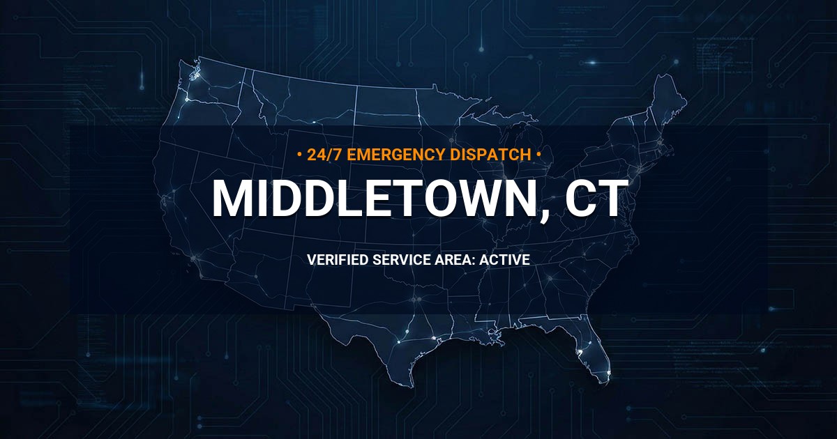 Emergency Plumbing Dispatch Map for Plumbing Services: Middletown, CT