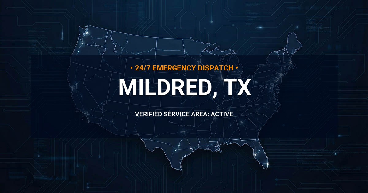 Emergency Plumbing Dispatch Map for Plumbing Services: Mildred, TX