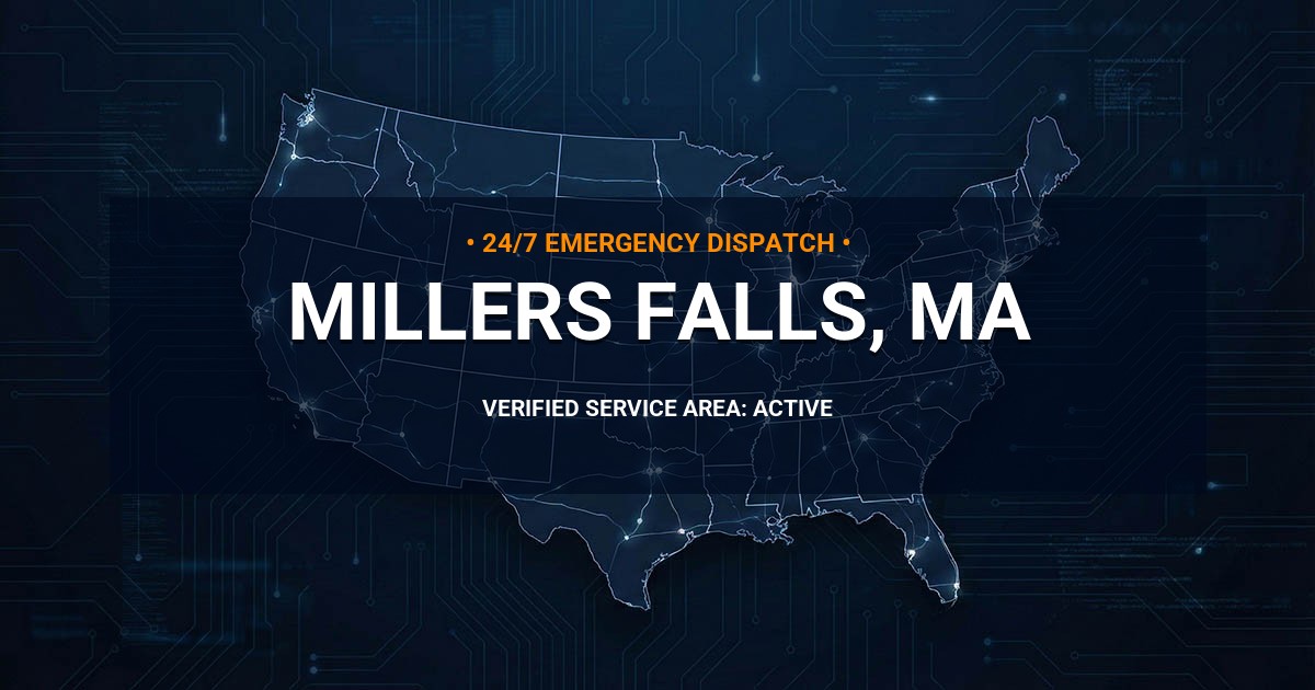 Emergency Plumbing Dispatch Map for Plumbing Services: Millers Falls, MA