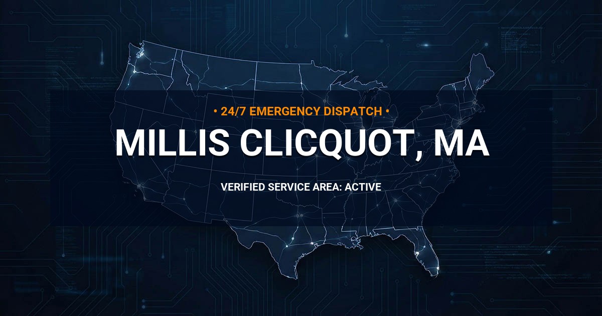 Emergency Plumbing Dispatch Map for Plumbing Services: Millis-Clicquot, MA