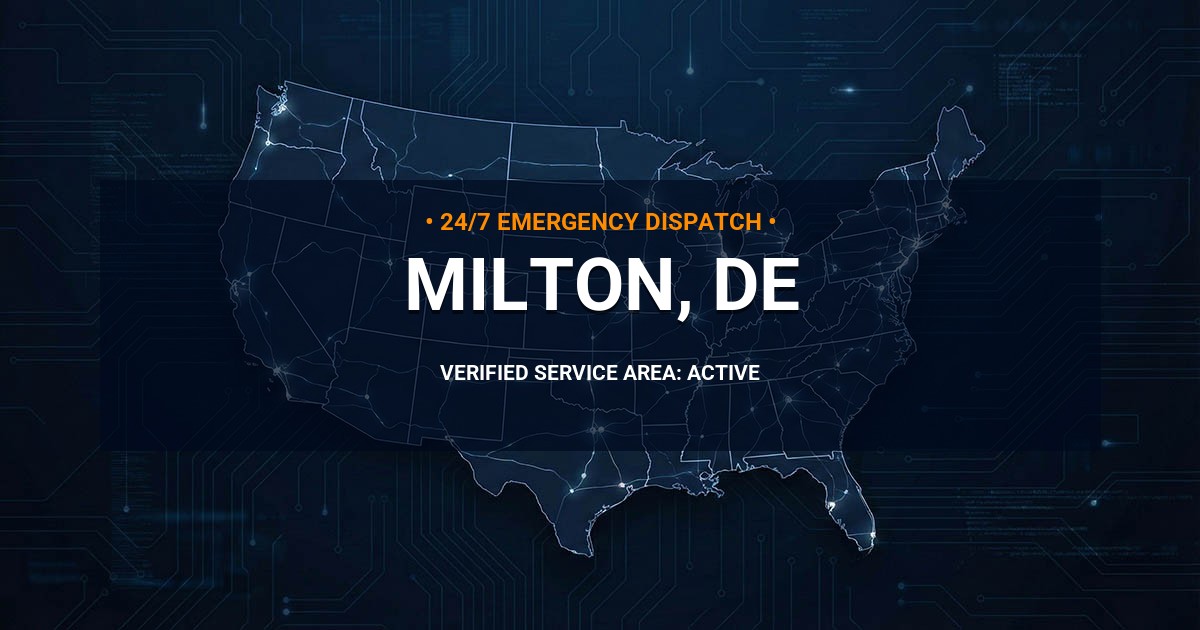 Emergency Plumbing Dispatch Map for Plumbing Services: Milton, DE