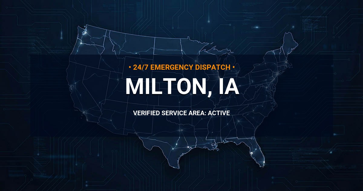 Emergency Plumbing Dispatch Map for Plumbing Services: Milton, IA