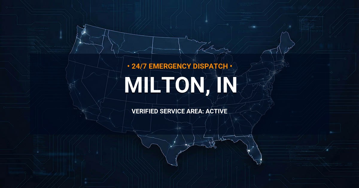 Emergency Plumbing Dispatch Map for Plumbing Services: Milton, IN