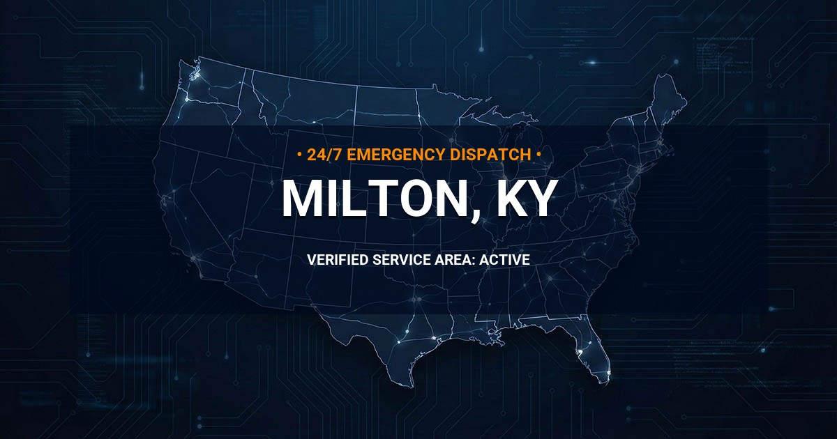 Emergency Plumbing Dispatch Map for Plumbing Services: Milton, KY