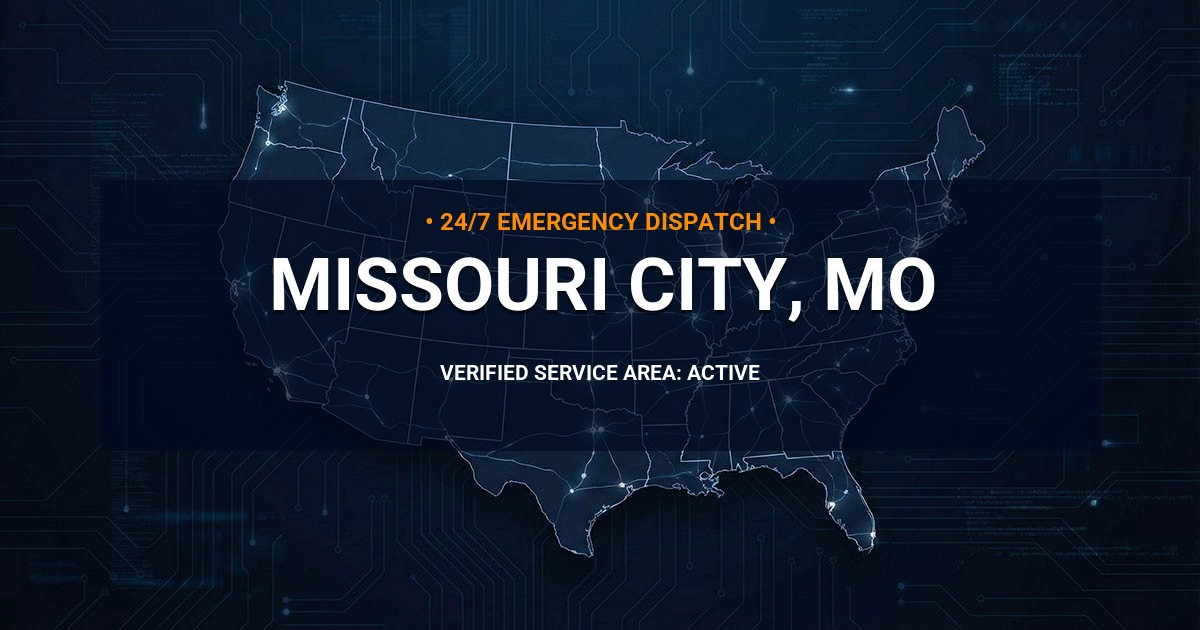 Emergency Plumbing Dispatch Map for Plumbing Services: Missouri City, MO