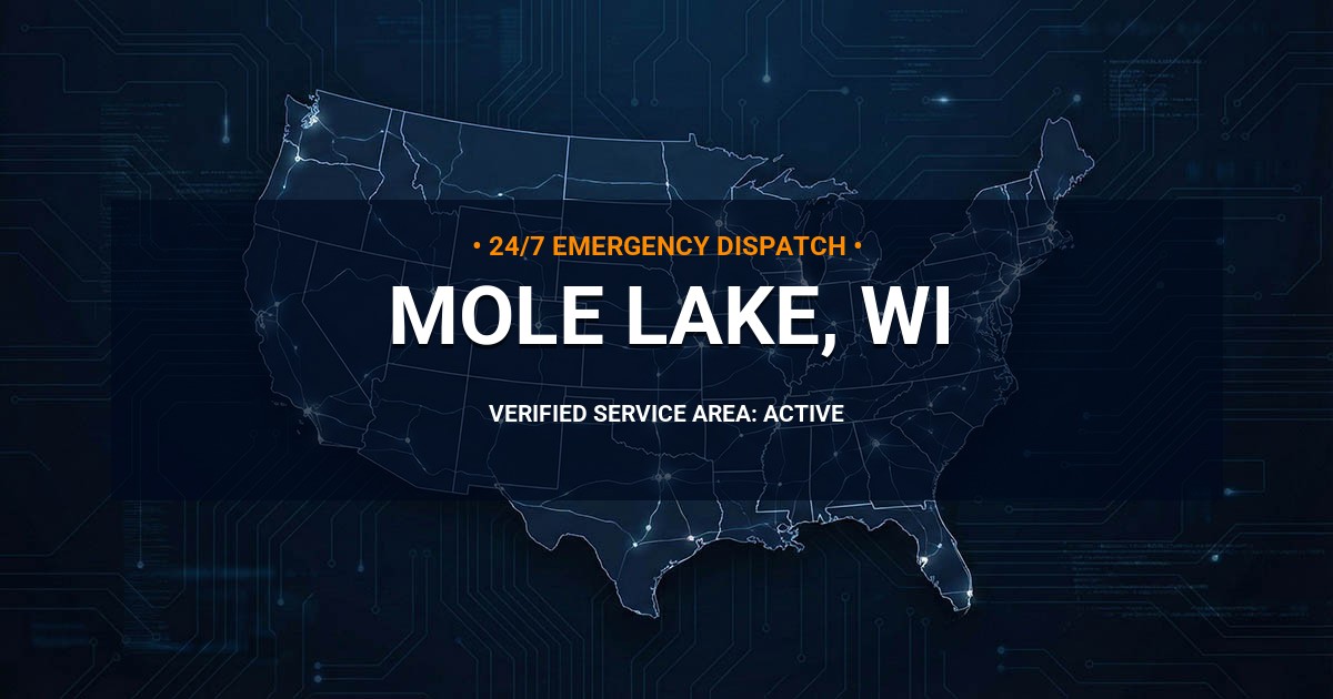Emergency Plumbing Dispatch Map for Plumbing Services: Mole Lake, WI