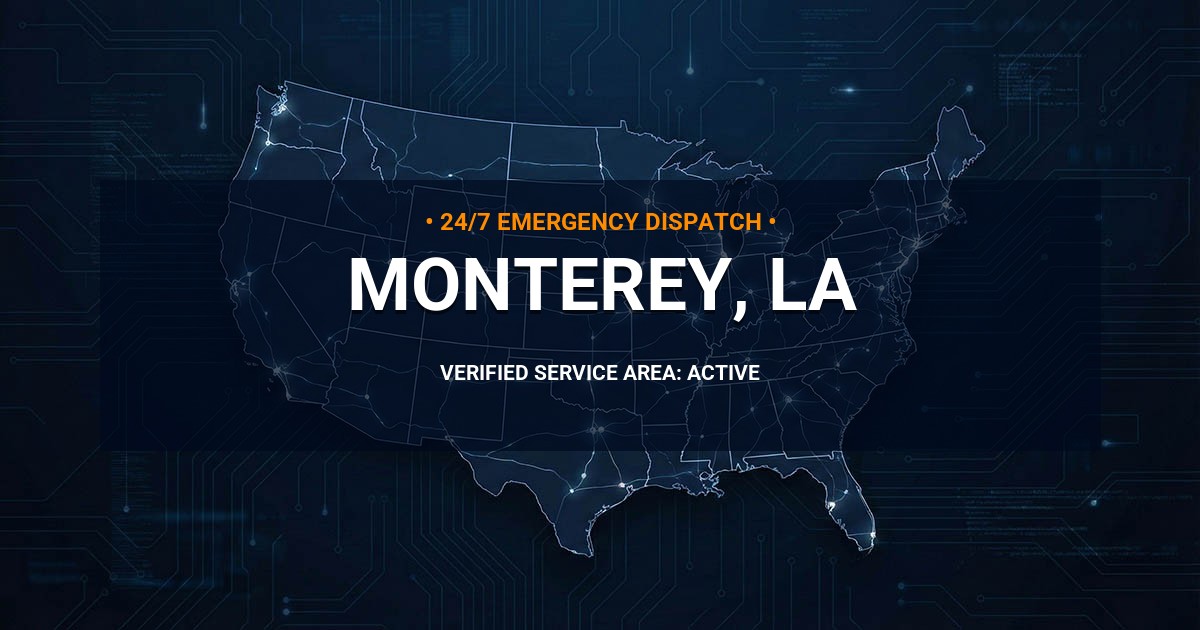 Emergency Plumbing Dispatch Map for Plumbing Services: Monterey, LA