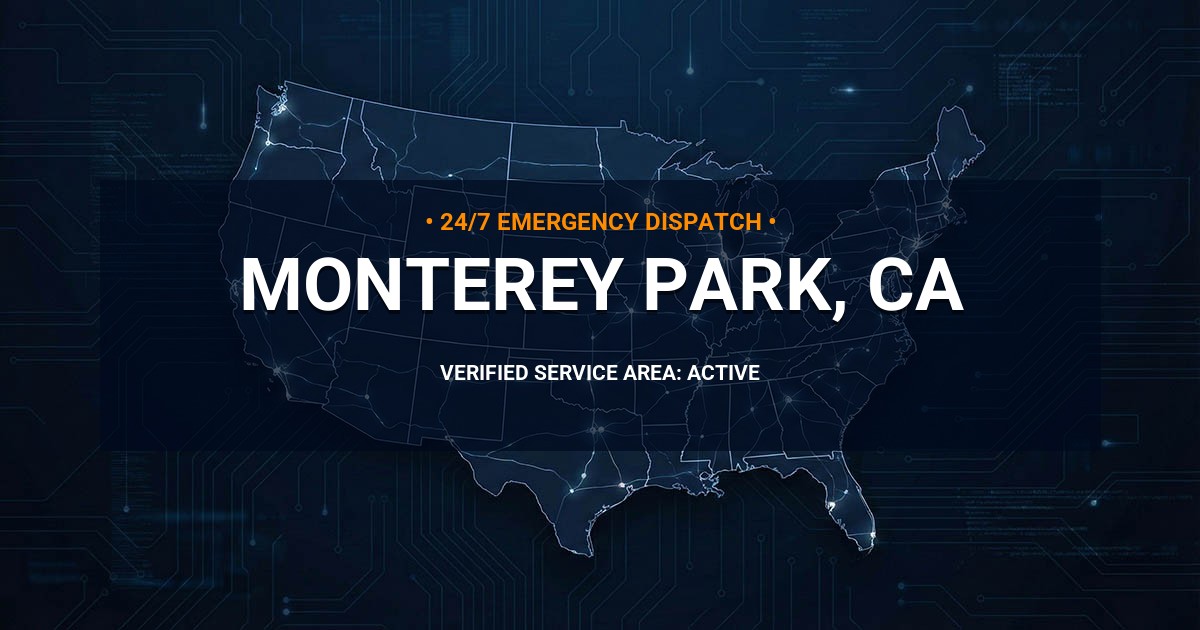 Emergency Plumbing Dispatch Map for Plumbing Services: Monterey Park, CA