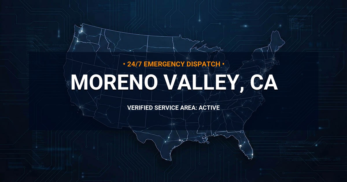 Emergency Plumbing Dispatch Map for Plumbing Services: Moreno Valley, CA