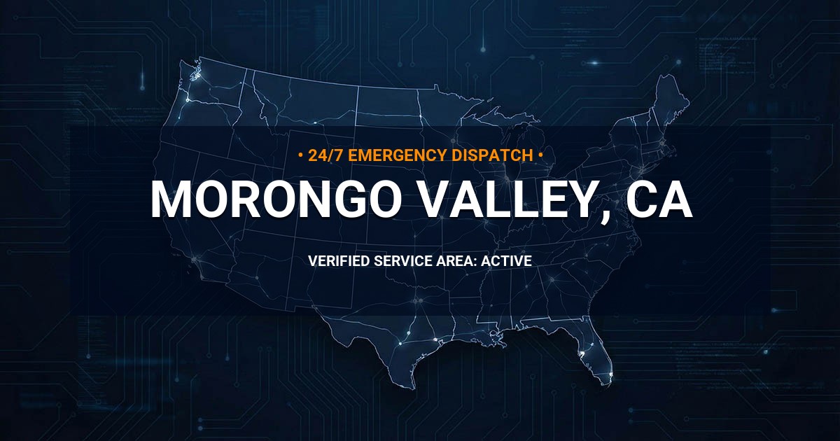 Emergency Plumbing Dispatch Map for Plumbing Services: Morongo Valley, CA