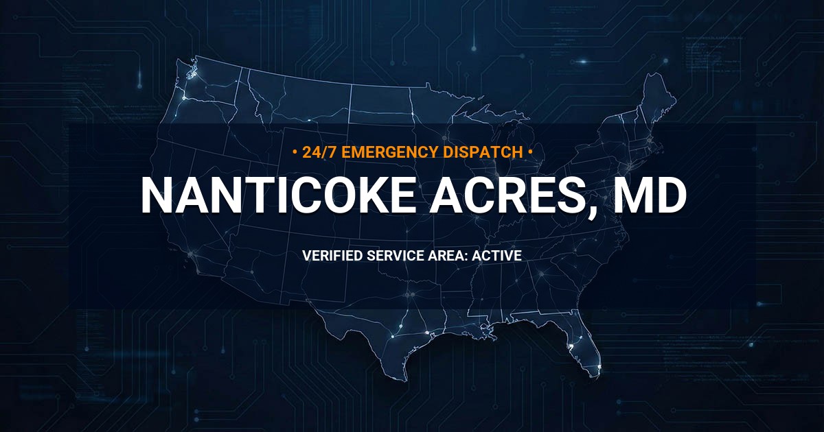 Emergency Plumbing Dispatch Map for Plumbing Services: Nanticoke Acres, MD