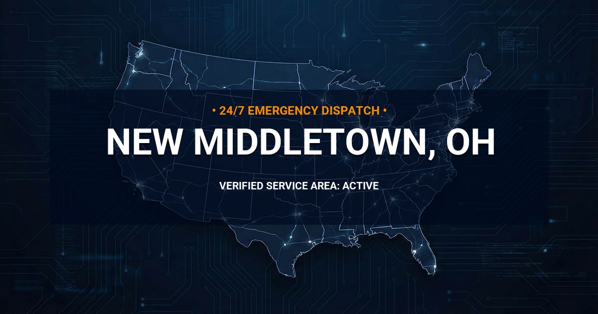 Emergency Plumbing Dispatch Map for Plumbing Services: New Middletown, OH